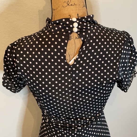Black & white Polka Dot Lindy Bop Amie Tea Dress Small S - Picture 8 of 9
